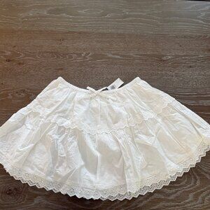 NWT!  Girls Old Navy white eyelet linen skirt elastic waist size large 10-12